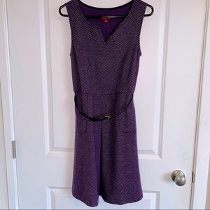 Mod purple shift dress with pockets and belt - size 6